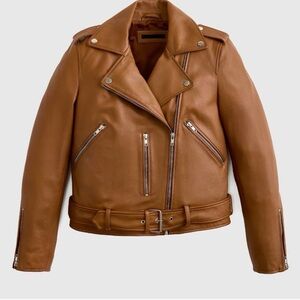 Quince Tan Leather Biker Jacket